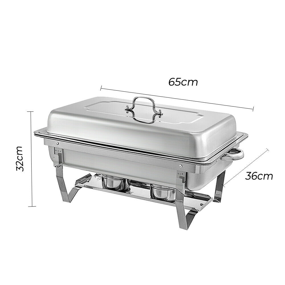 Alston 9L 3x3L Bain Marie Bow Food Buffet Warmer Pan Chafing Dish Stainless Steel Catering Warmer Set with Trays Lid Fuel Holder Party Banquet Dining