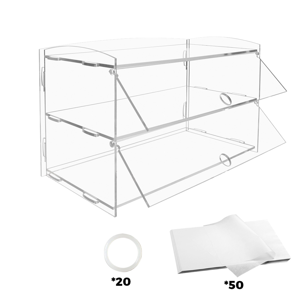 2-Tier Bakery Display Case Cabinet Pastry Acrylic Cupcake Donuts Cake Pastry Clear Display Cabinet Shelf Transparent Showcase 225x485x330mm