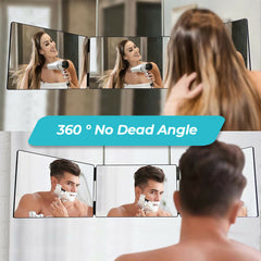 3 Way Trifold Mirror 360 Degree Folding Mirror for Make Up Hair Styling Shaving Grooming Adjustable Height Brackets Portable for Travel and Home