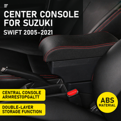 Suzuki Swift 2005-2021 Center Central Storage Car Console Seat Armrest Box Durable ABS Armrest Box Replacement Double Layer Black With USB Cable