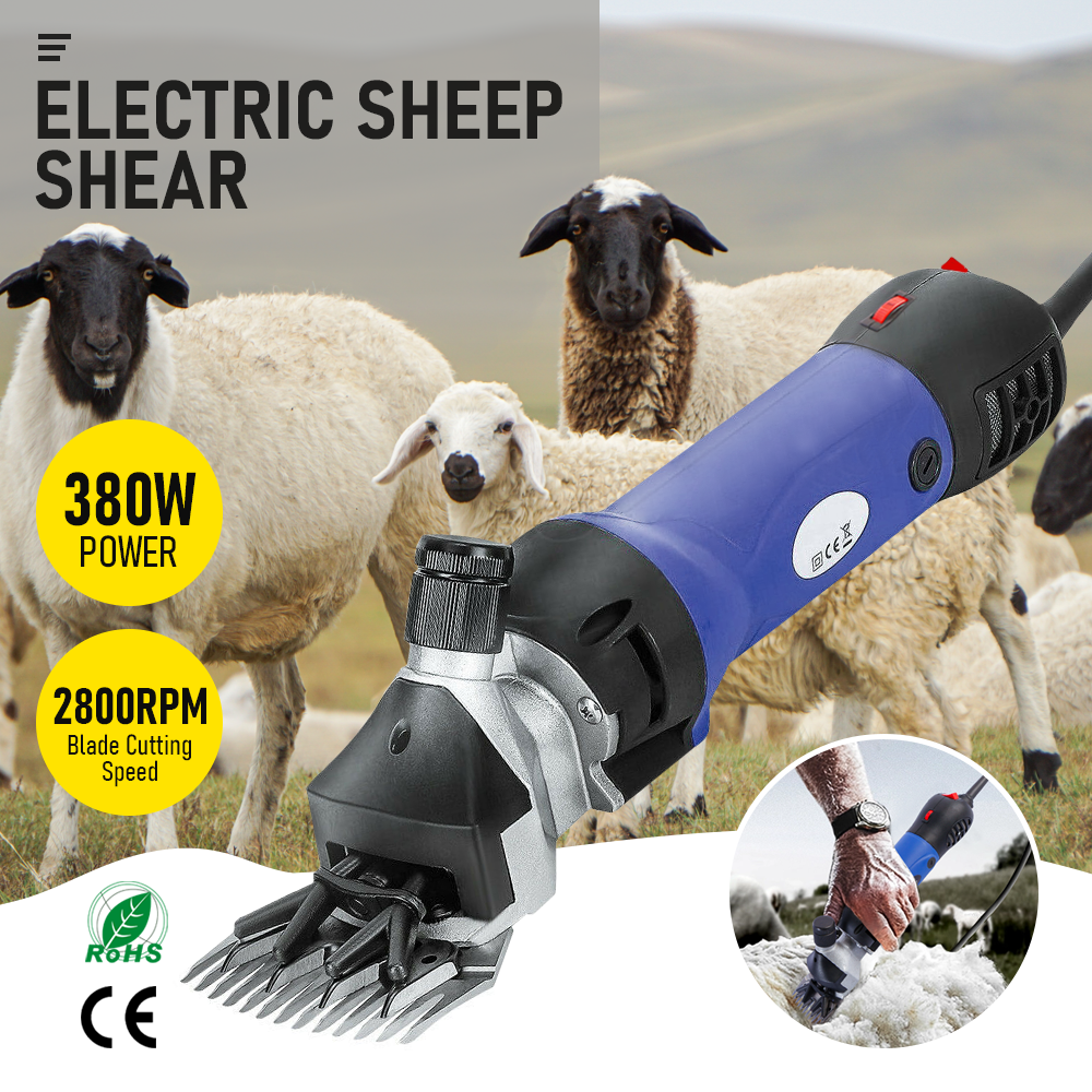 380W 2800RPM Electric Sheep Shears Heavy duty Wool Animal Clipper Grooming Kit 6 Speed for Shearing Sheep Goats Cattle Farm Livestock Pet With 5m Cord