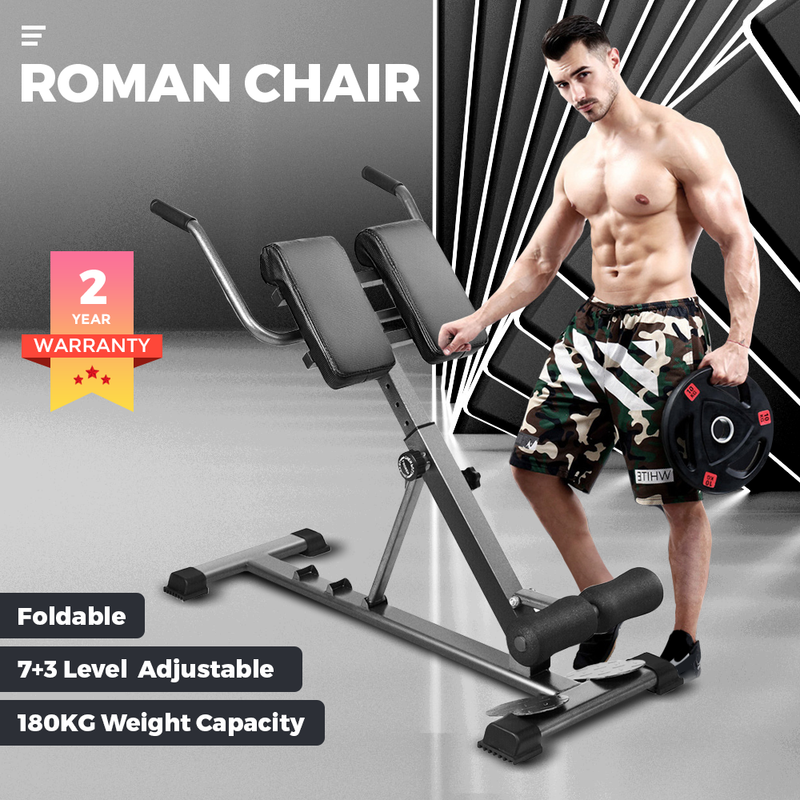 Weight Bench Back Roman Chair Fitness Back Home Gym Workout Foldable 10 Level Adjustable 180kg Weight Capacity Back Extension Strength Training Equipment