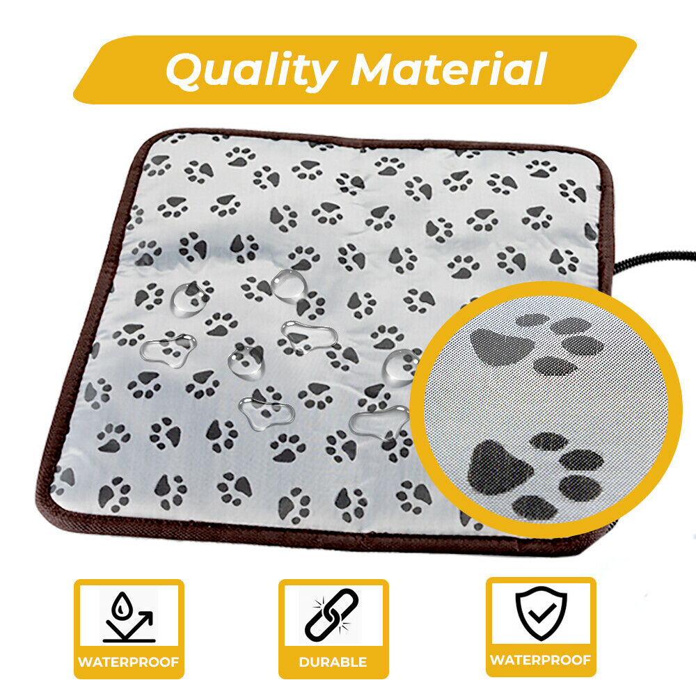 Pet Electric Blanket Waterproof Heat Heating Bite-proof Heated Pad Warmer Heater Mat Protection Bed 45x45cm For Pet Cat Dog Puppy Bunny Gray