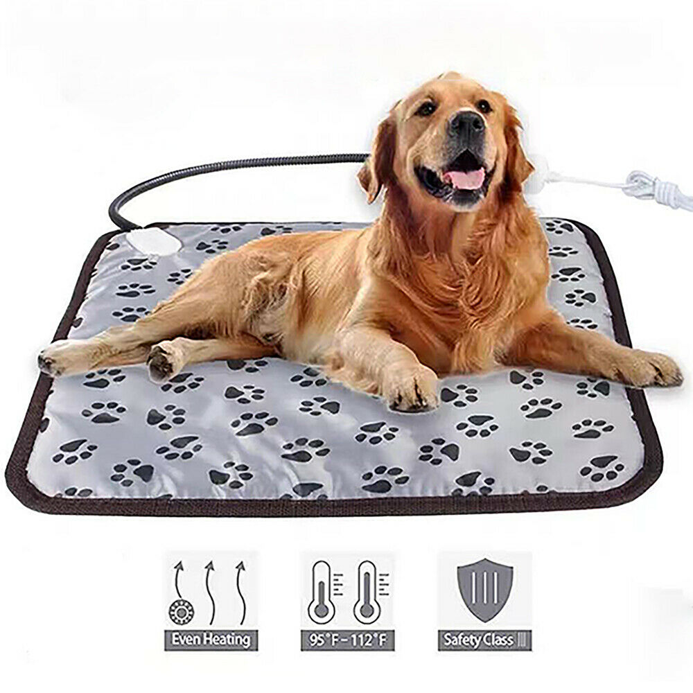 Pet Electric Blanket Waterproof Heat Heating Bite-proof Heated Pad Warmer Heater Mat Protection Bed 45x45cm For Pet Cat Dog Puppy Bunny Gray