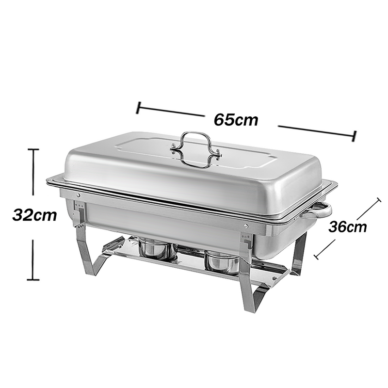 9L 4.5x2 Bain Marie Bow Food Buffet Warmer Pan Chafing Dish Stainless Steel Catering Warmer Set with Trays Lid Fuel Holder  Party Banquet Dining