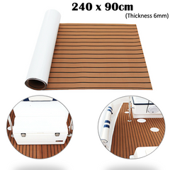 Premium EVA Foam Decking Sheet Brown-2400x900mm Faux Teak Marine Mat for Boat Flooring Marine Carpet Cooler Tops Seating Non-Slip Self-Adhesive Flooring