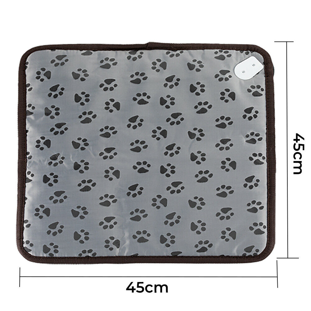 Pet Electric Blanket Waterproof Heat Heating Bite-proof Heated Pad Warmer Heater Mat Protection Bed 45x45cm For Pet Cat Dog Puppy Bunny Gray