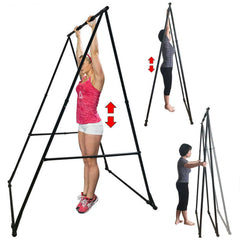 Pull Up Bar Foldable Pull Up Station Aerial Yoga Stand Height Adjustable Frame Swing TrapezeStand Frame Steel A Frame 110 kg Weight Capacity Black