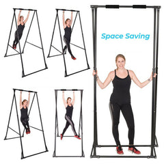 Pull Up Bar Foldable Pull Up Station Aerial Yoga Stand Height Adjustable Frame Swing TrapezeStand Frame Steel A Frame 110 kg Weight Capacity Black