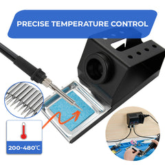 Soldering Station Kit 2 in 1 Soldering Iron and Hot Air Rework Station with Digital Displays with 4 Nozzles and 11 Soldering Tips for Electronic Repair SMD