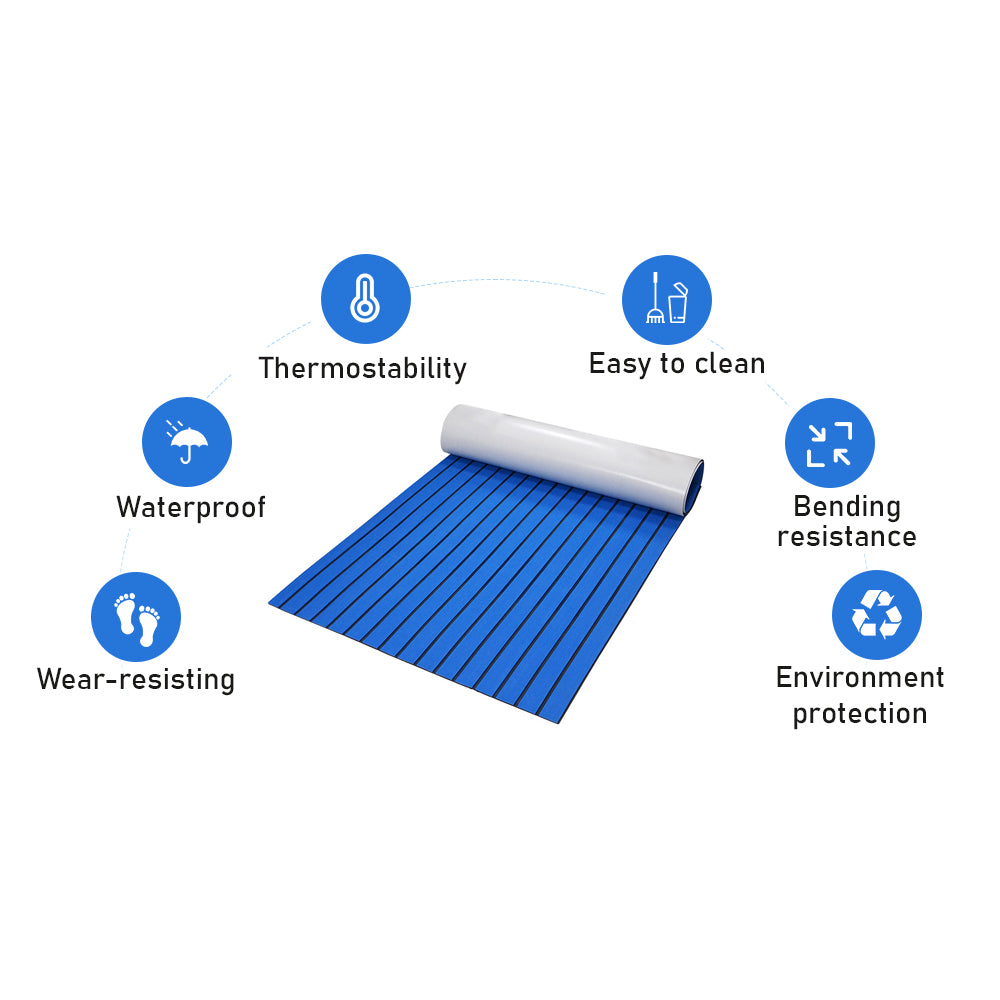 EVA Boat Flooring Mat Navy Blue Foam Boat Decking Faux Teak Marine Mat Boat Carpet Sea Deck Marine Flooring for Motorboat RV Yacht Kayak Surfboard 240cmx90cm