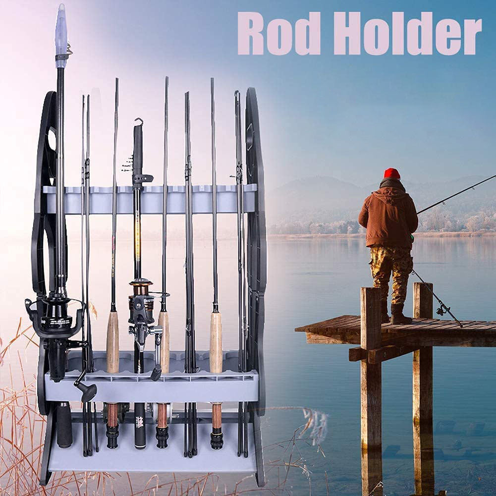 16 Fishing Rod Holder Storage Rack Pole Stand Organizer