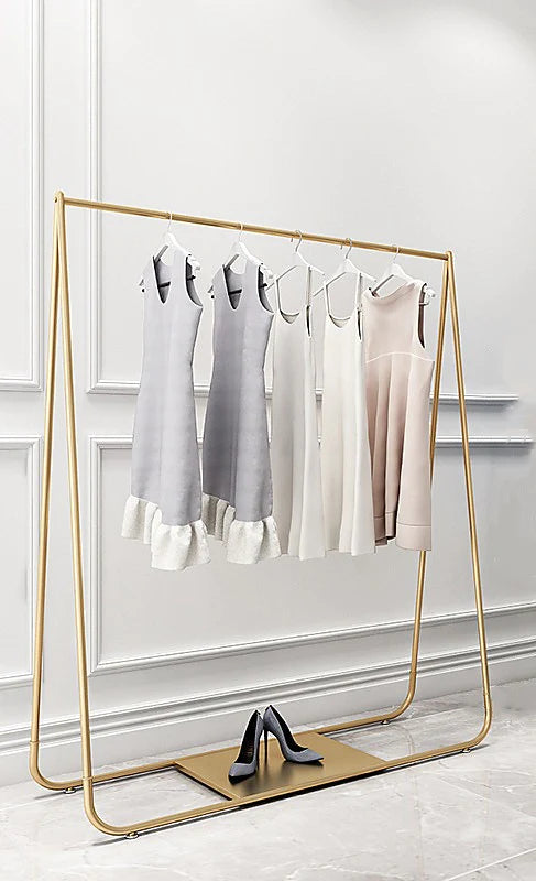 Alston Gold Metal Clothing Rack Coat Hanger Freestanding Stylish Garment Display Rack 170X40X150cm for Retail Entryway Shop Commercial Home