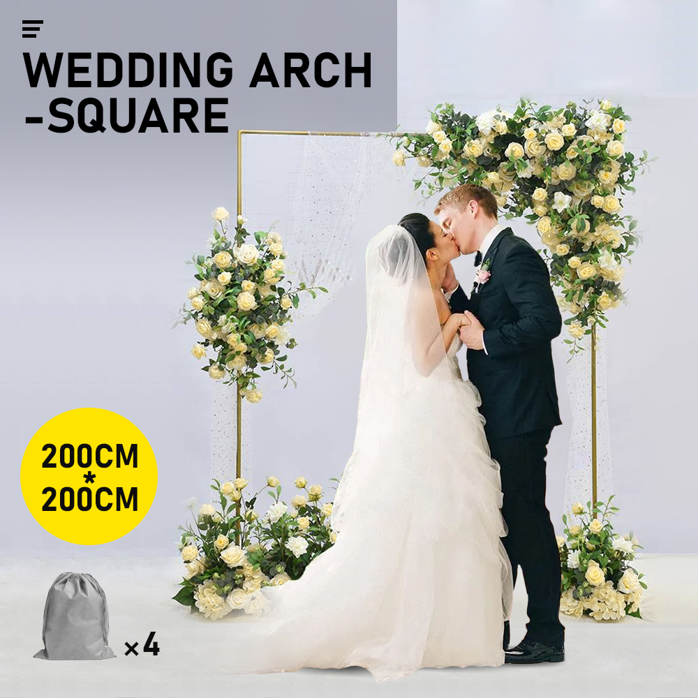 White Square Wedding Arch Adjustable 1M-2M Flower Rack Backdrop Stand Balloon Arch Stand for Wedding Birthday Party Garden Ceremony Decoration