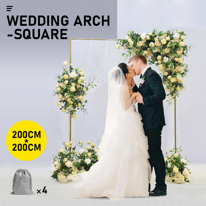 Square Wedding Arch Adjustable 1M-2M Flower Rack Backdrop Stand Balloon Arch Stand for Wedding Birthday Party Garden Ceremony Decoration