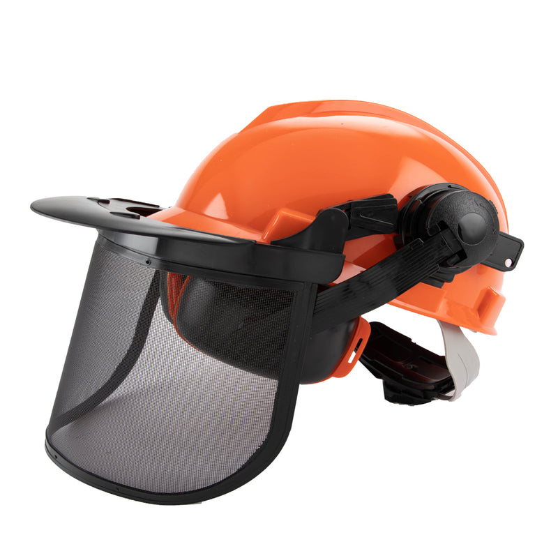 Chainsaw Brushcutter Hard Hat Safety Helmet Face Shield With Visor & Ear Muffs For Landscaping Gardening Lawn Mowing Edge Trimming CE Approved