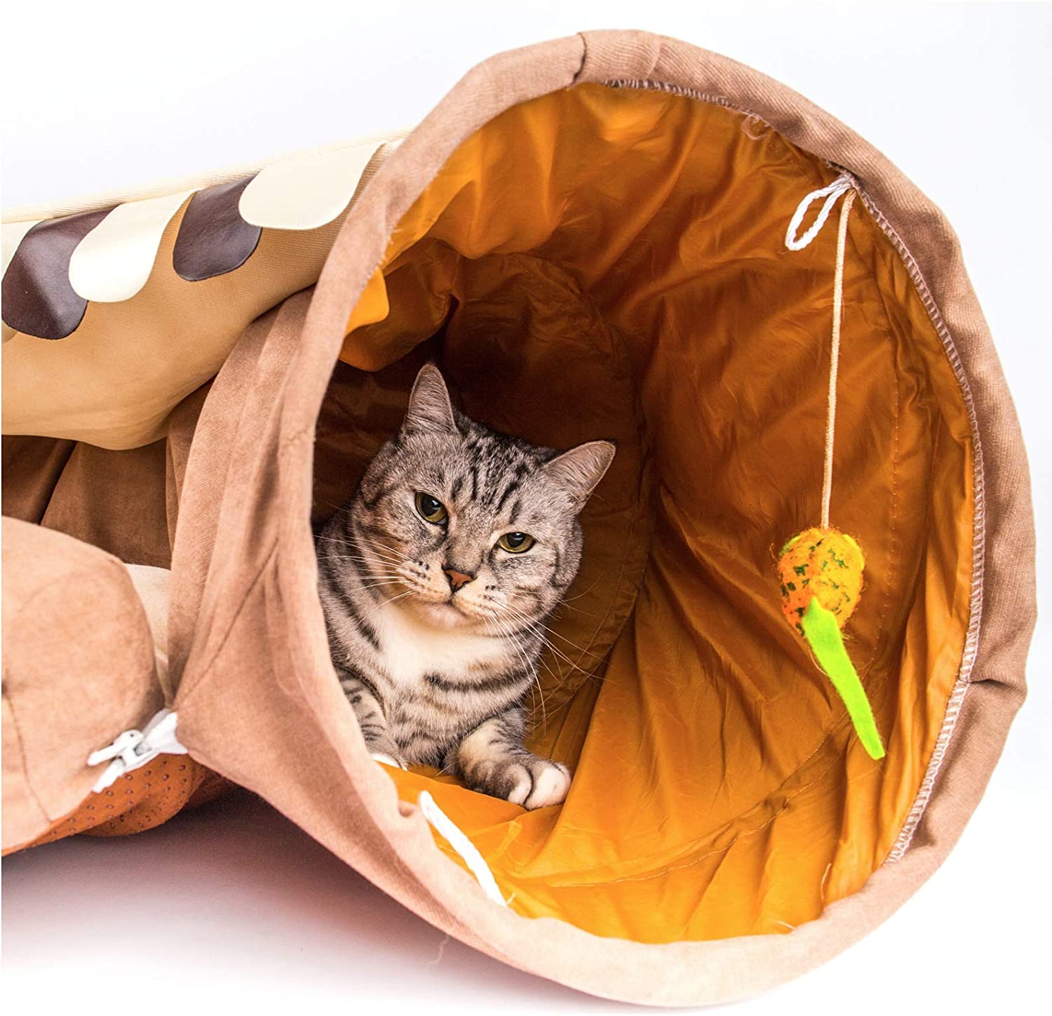 Cat Bed with Tunnel Coffee 2-in-1