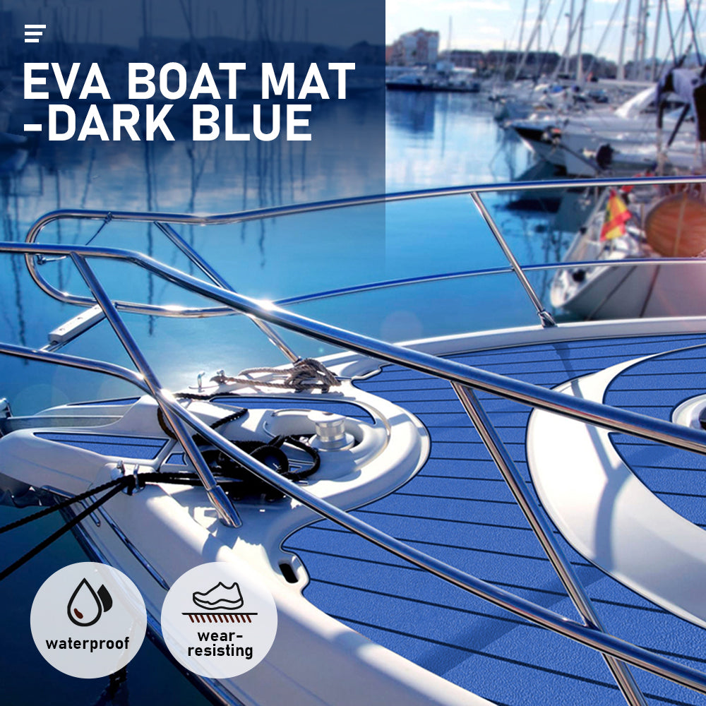 EVA Boat Flooring Mat Navy Blue Foam Boat Decking Faux Teak Marine Mat Boat Carpet Sea Deck Marine Flooring for Motorboat RV Yacht Kayak Surfboard 240cmx90cm