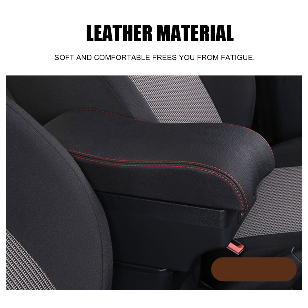 Suzuki Swift 2005-2021 Center Central Storage Car Console Seat Armrest Box Durable ABS Armrest Box Replacement Double Layer Black With USB Cable