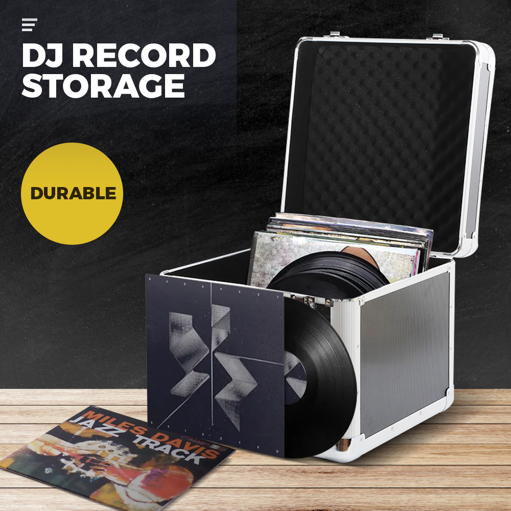 Alston Durable Aluminium DJ Record Storage Lockable Flight Case-Holds 100 Albums Hard Carry Case 12 inch Vinyl LP Box Tough Heavy Duty Black