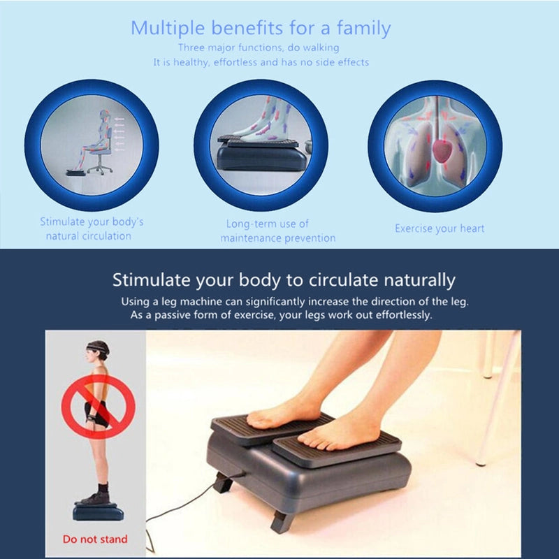 Legs Seated Walking Machine Leg Trainer Device Electric Leg Exerciser Fitness Healthy Massager with 2 Level Speed for Relieving Leg Muscles Blue