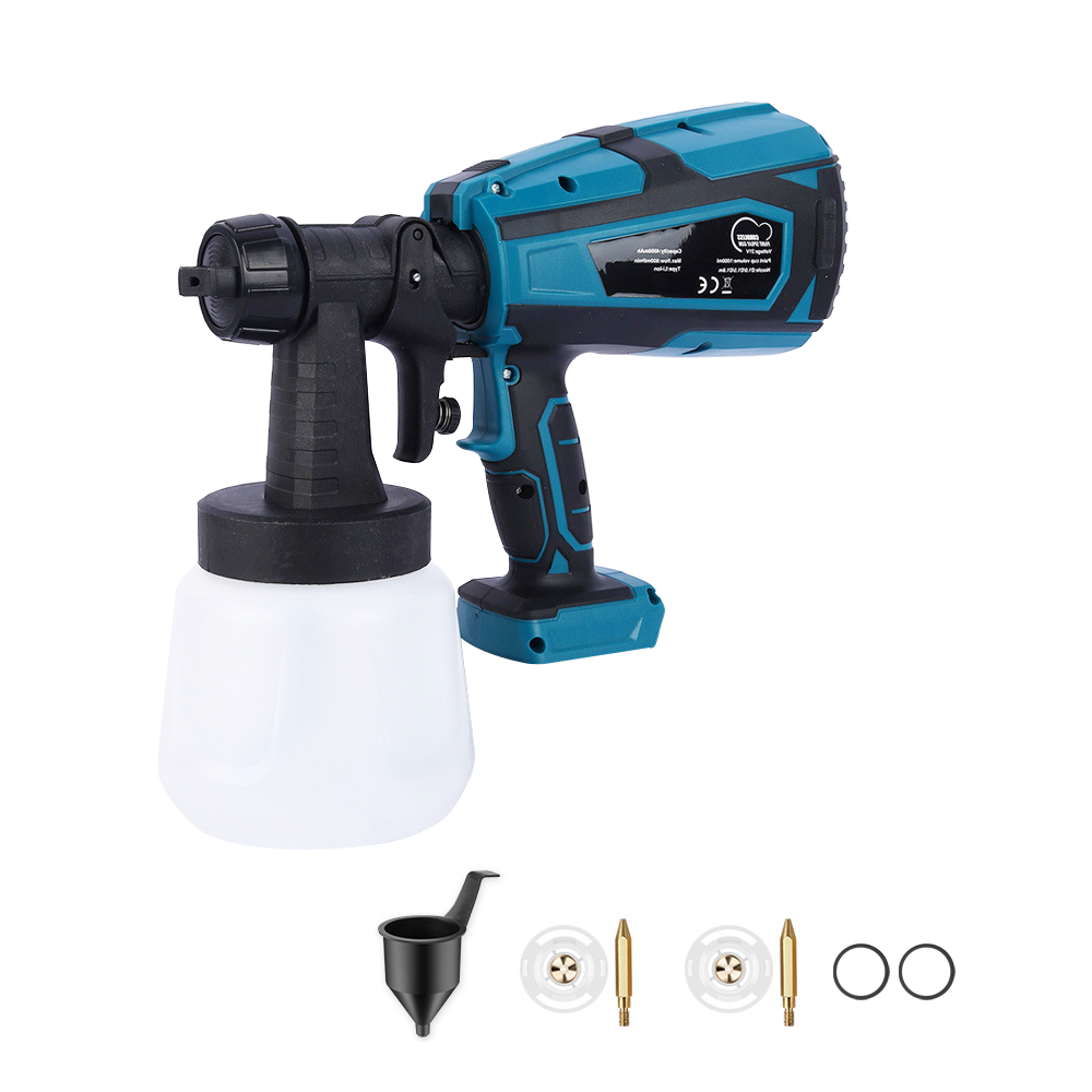 1400ml Cordless High Pressure Spray Gun Flow Adjustable Spray Gun Paint Sprayer Home Interior Exterior With 2 Nozzles For Makita 21V Battery-Skin Only