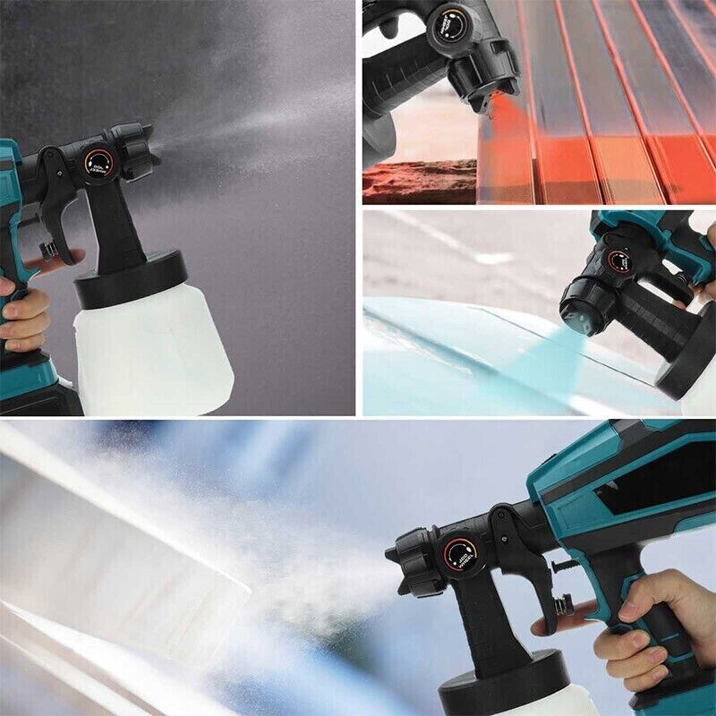 1000ml Cordless High Pressure Spray Gun Flow Adjustable Spray Gun Paint Sprayer Home Interior Exterior With 2 Nozzles For Makita 21V Battery-Skin Only