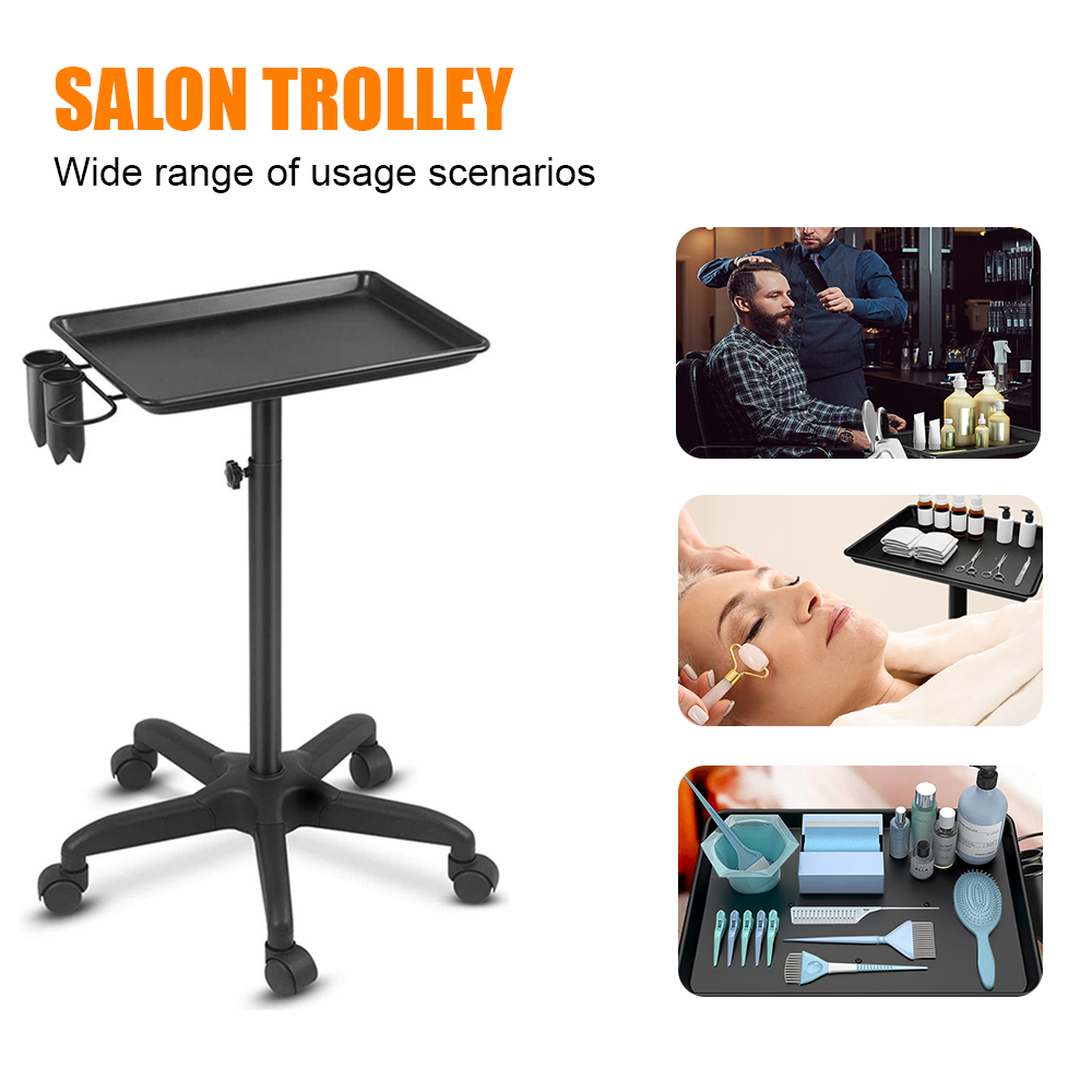 Hair Salon Trolley Hairdressing Storage Cart Beauty Tool Extension Colouring Tattoo Stand on Wheels Rolling Spa Organiser Adjustable