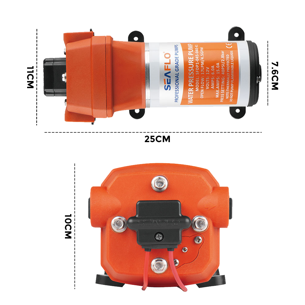 SEAFLO 12V Water Pump Pressure Diaphragm Self Priming Pump 4.5Gallons Per Min 17LPM 40PSI Water Booster for Caravan Motorhome Camper Trailer Boat Yacht