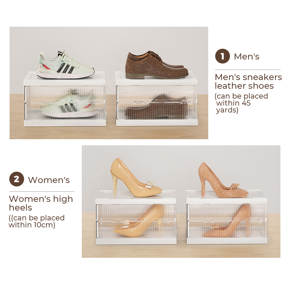 Premium Shoe Box-3pcs Transparent Containers Stackable Clear Plastic Storage Display Case Bins For Sneakers Sports Shoes High Heels Leather Collection Shoes