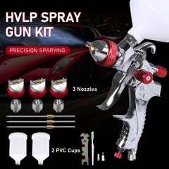 Air Spray Gun HVLP Kit Paint Gun Gravity Feed Air Spray Gun Airbrush Painting Tool 3 Nozzle 1.4mm 1.7mm 2mm With Tips for Wall Fencing Decking Painting