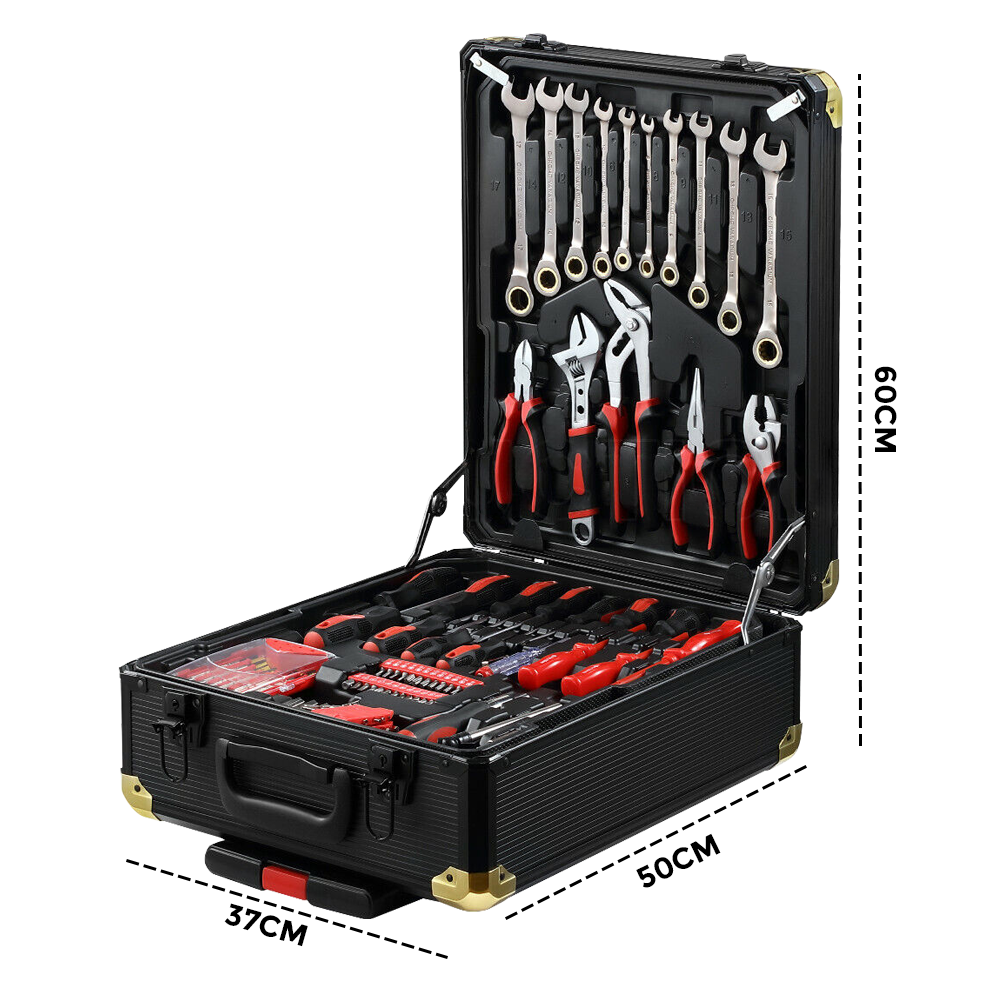 1375PCS Portable Tool Kit Trolley Comprehensive Repair Universal DIY Hand Tools Case Mechanics Toolbox Set Organiser Box with Wheels and Locks 50X37X10CM