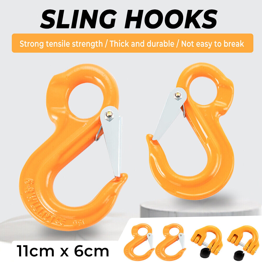 2Pack 7/8 mm Eye Sling Hook with Hammerlock Heavy Duty Safety Chain Swivel Winch Hook for Caravan Camper Trailer 2T Working Load Limit