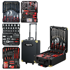 1375PCS Portable Tool Kit Trolley Comprehensive Repair Universal DIY Hand Tools Case Mechanics Toolbox Set Organiser Box with Wheels and Locks 50X37X10CM