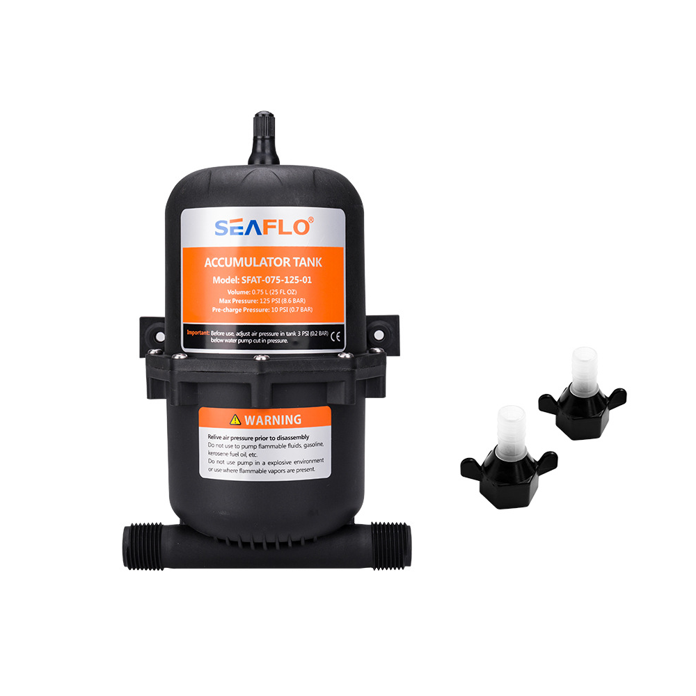 Seaflo Accumulator Tank Booster Pump 0.75L/25 OZ 125 PSI Easy Connect Ideal for RV Yachts RVs Agriculture Flow Control Pressurized Water Systems