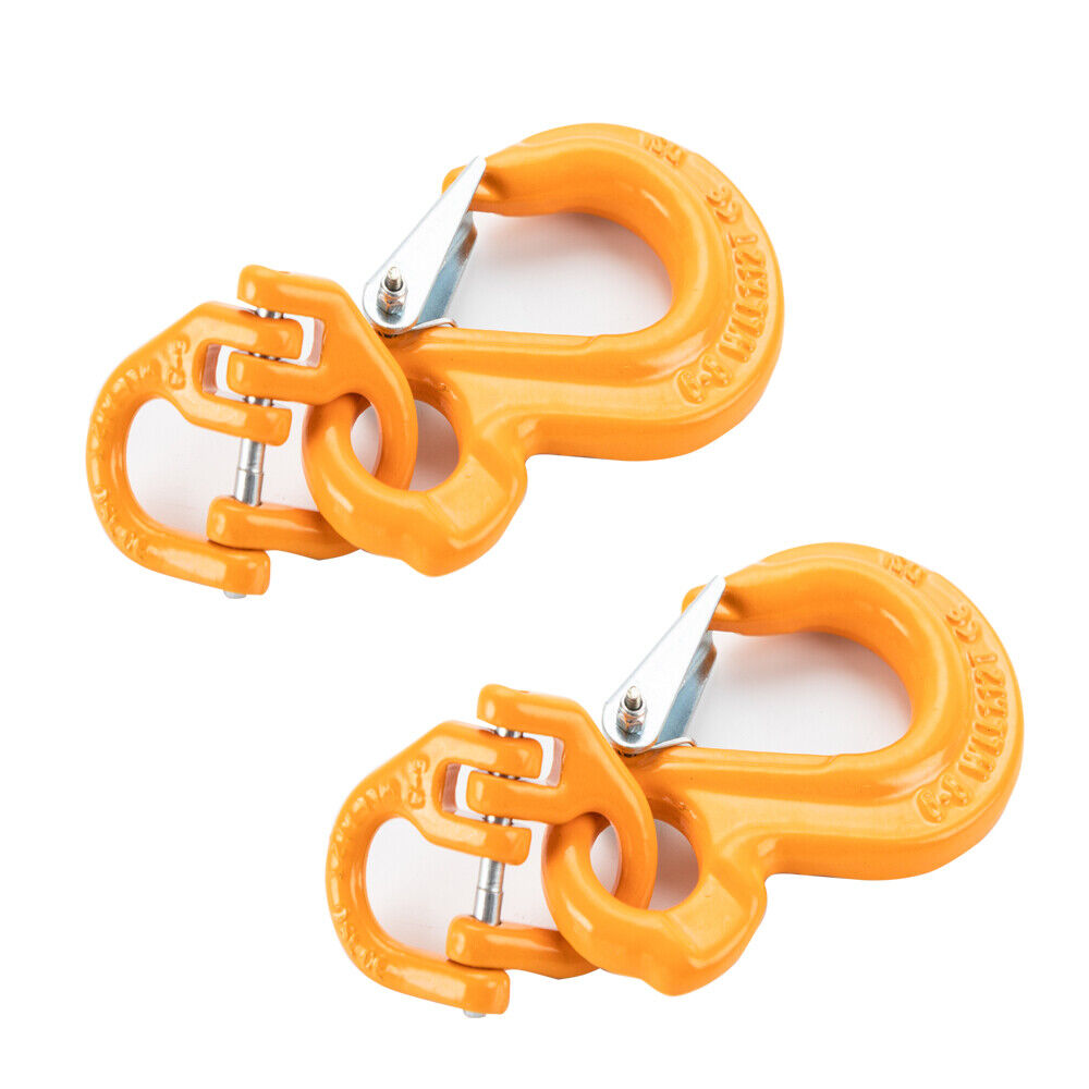 2Pack 7/8 mm Eye Sling Hook with Hammerlock Heavy Duty Safety Chain Swivel Winch Hook for Caravan Camper Trailer 2T Working Load Limit