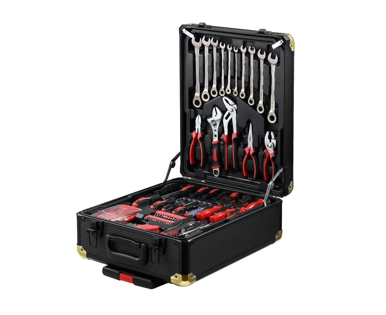 1375PCS Portable Tool Kit Trolley Comprehensive Repair Universal DIY Hand Tools Case Mechanics Toolbox Set Organiser Box with Wheels and Locks 50X37X10CM