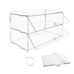 2-Tier Bakery Display Case Cabinet Pastry Acrylic Cupcake Donuts Cake Pastry Clear Display Cabinet Shelf Transparent Showcase 225x485x330mm