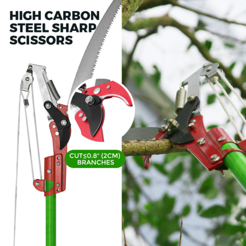 8M Detachable Pole Pruning Saw Tree Trimmer Extendable Shearing Loppers Hand Pole Saw With Storage Bag Portable Long Reach Yard Garden Pruning Cutter